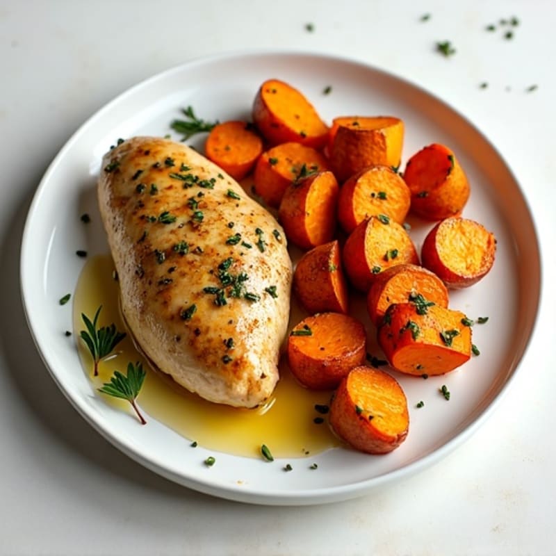 Herb-Roasted Chicken with Roasted Sweet Potatoes