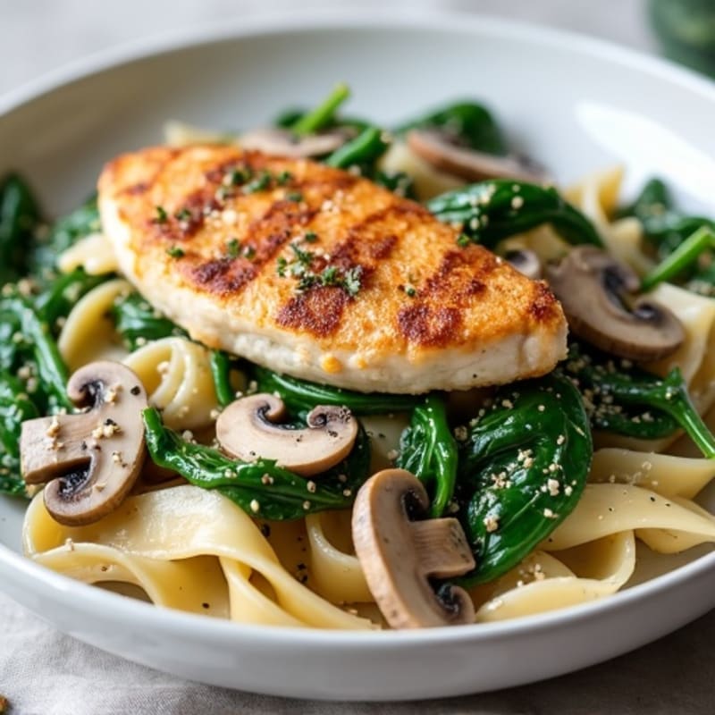 Creamy Truffle Mushroom Pasta with Sautéed Greens