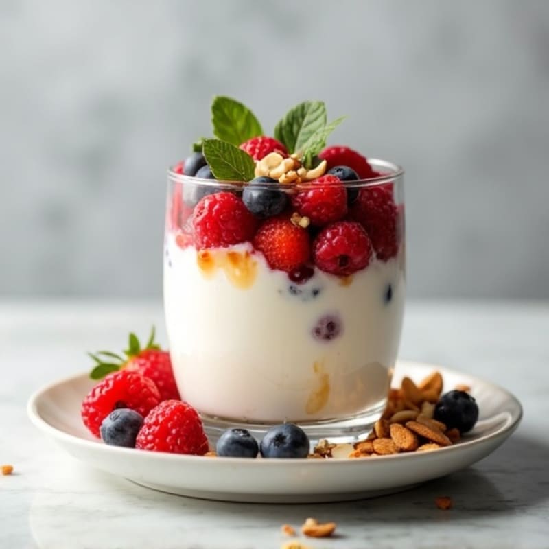 Greek Yogurt Protein Parfait with Berries and Almonds