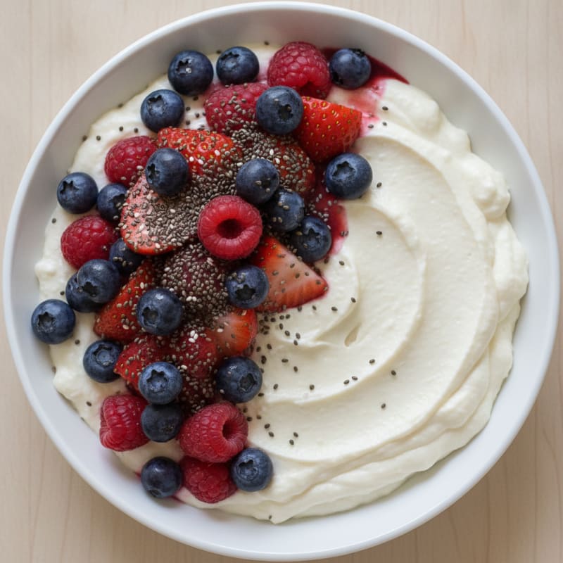 Greek Yogurt Protein Pudding with Mixed Berries