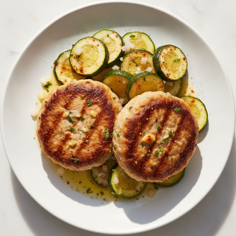 Grilled Turkey Patties with Roasted Zucchini