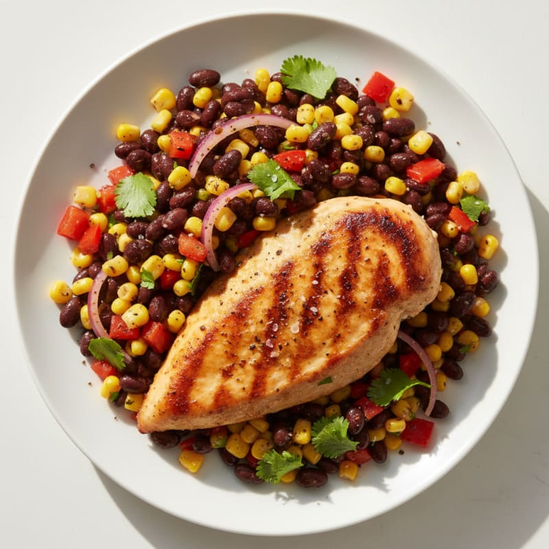Smoky Black Bean and Corn Salsa with Pan-Seared Chicken