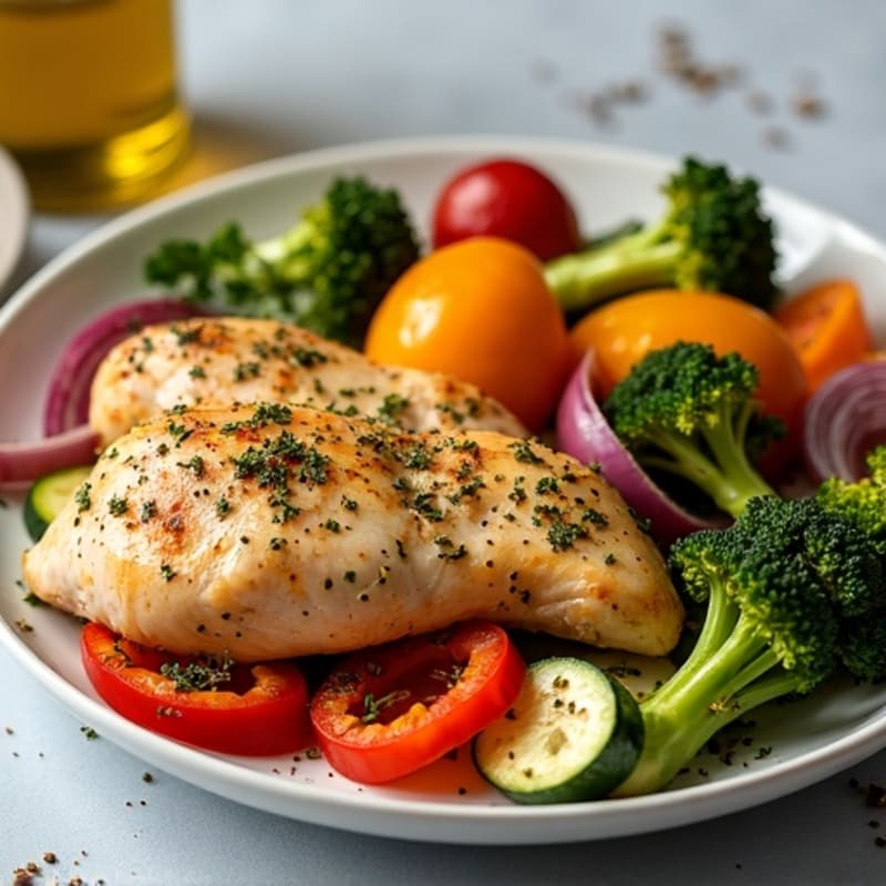 Sheet Pan Herb-Roasted Chicken with Rainbow Vegetables