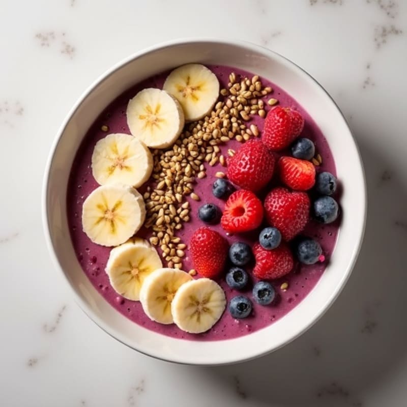 Silky Tofu Protein Smoothie Bowl with Hemp Seeds and Almond Butter