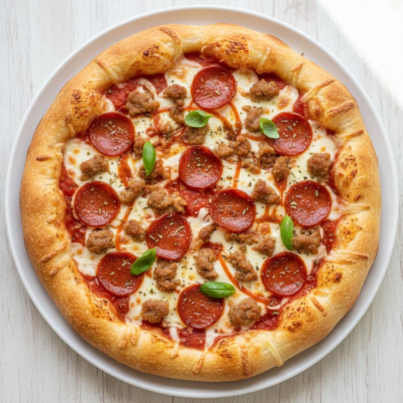 Stuffed Crust Sausage Pepperoni Pizza