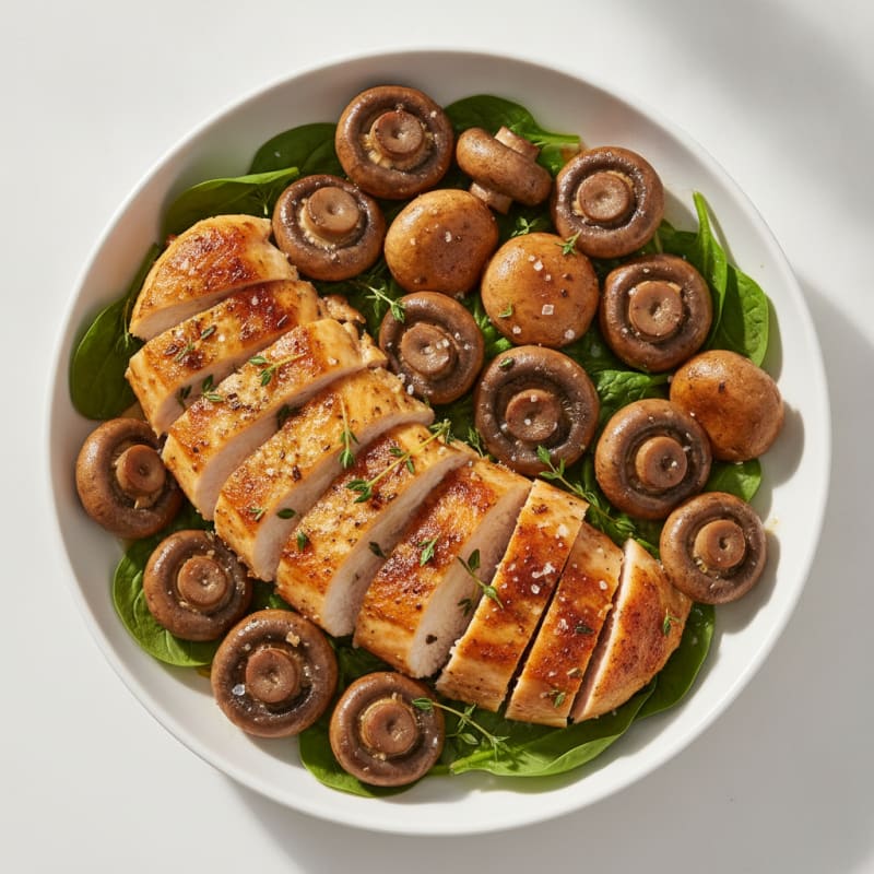 Roasted Garlic Butter Mushrooms with Herbed Chicken