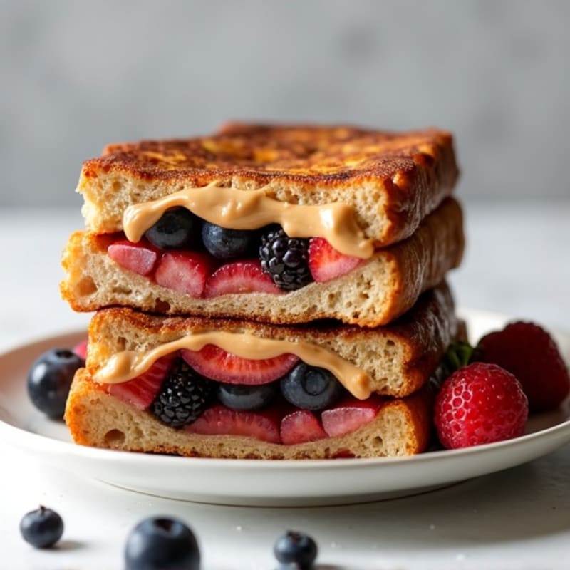 Crispy Peanut Butter and Berry Stuffed French Toast