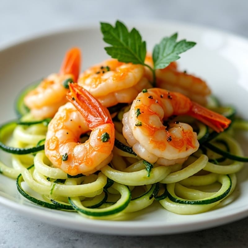 Garlic-Ginger Shrimp with Zucchini Noodles