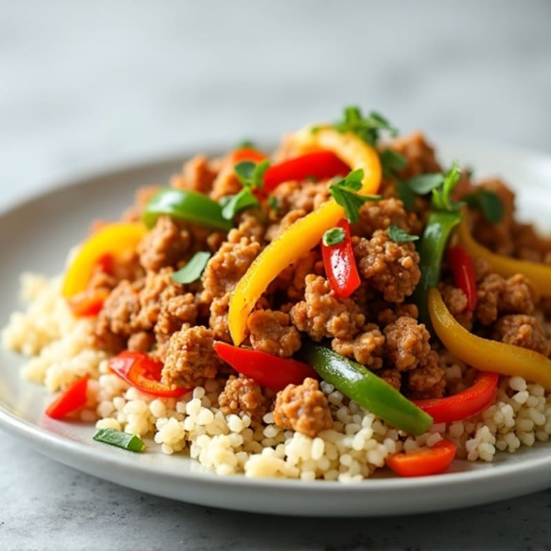 Ginger-Garlic Ground Turkey Cauliflower Rice Stir-Fry