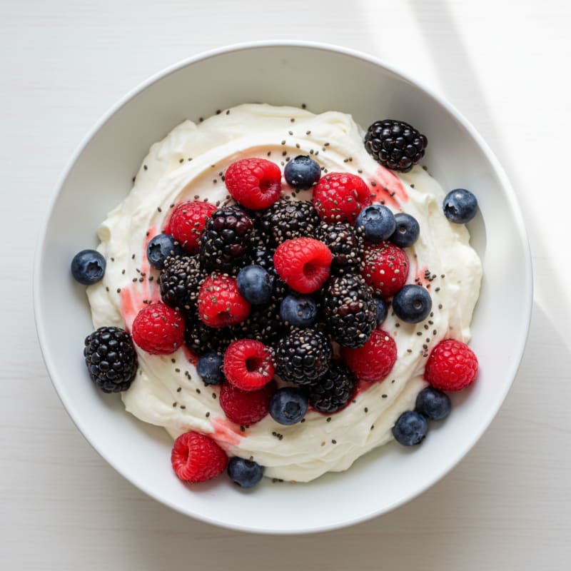 Silky Greek Yogurt Protein Mousse with Mixed Berries