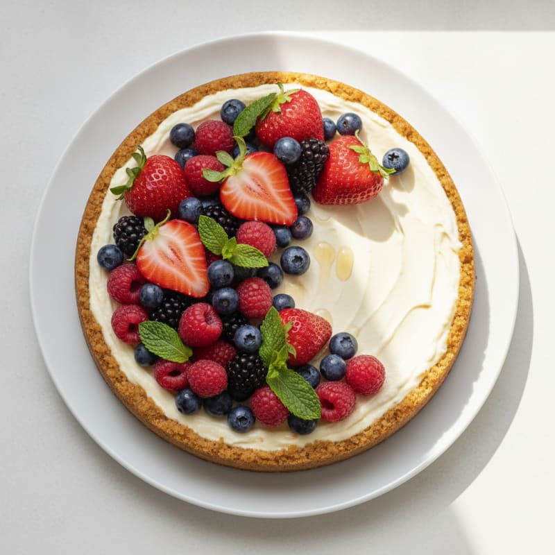 Silky Greek Yogurt Protein Cheesecake with Fresh Berries