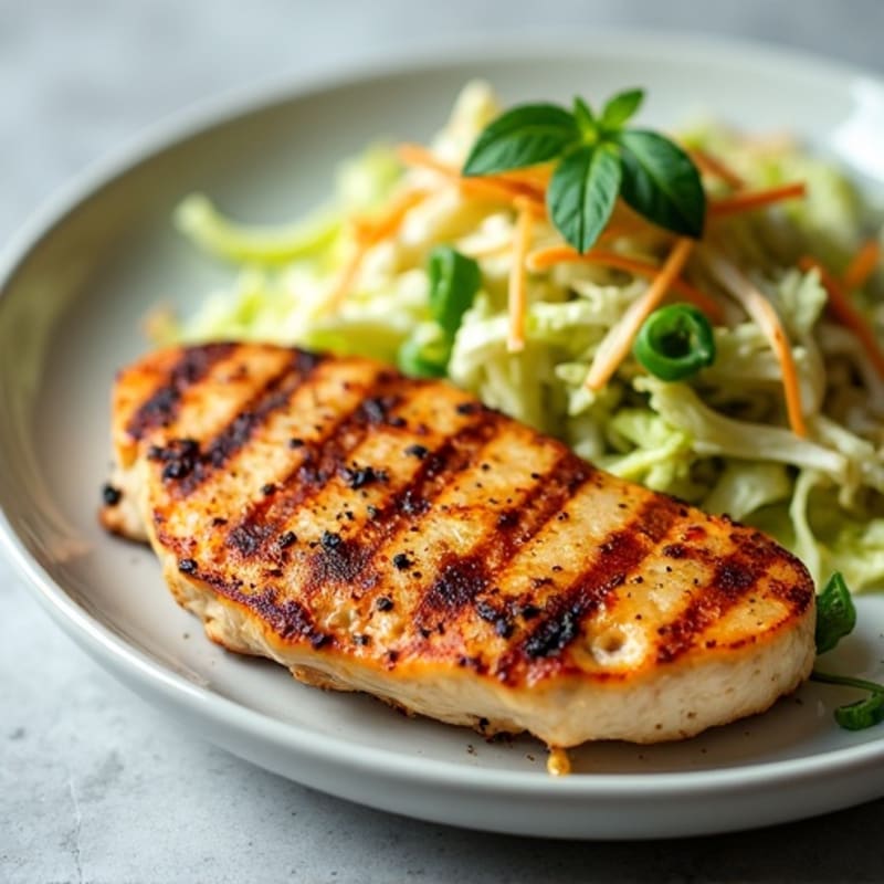 Grilled Chicken Breast with Crunchy Cabbage Slaw