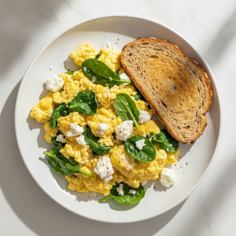 Quick Scrambled Eggs with Spinach