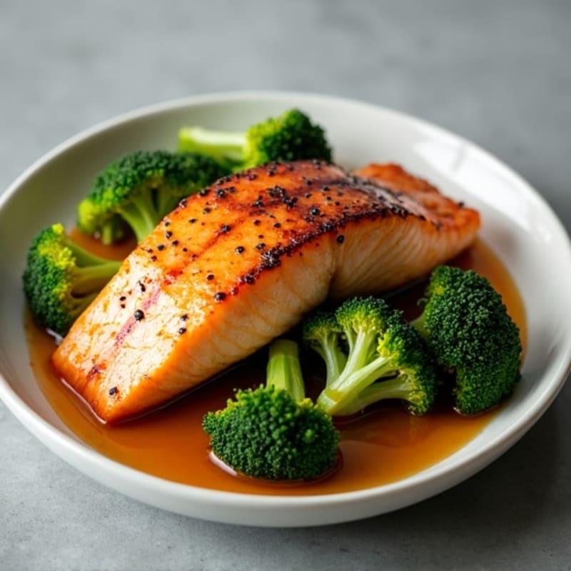 Ginger-Sesame Glazed Salmon with Roasted Broccoli