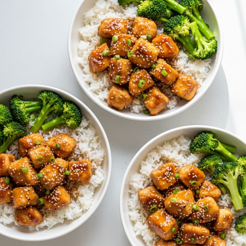 Crispy Honey-Garlic Chicken Bowls