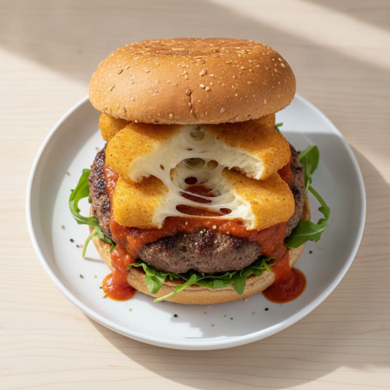 Mozzarella Stick Burger with Marinara