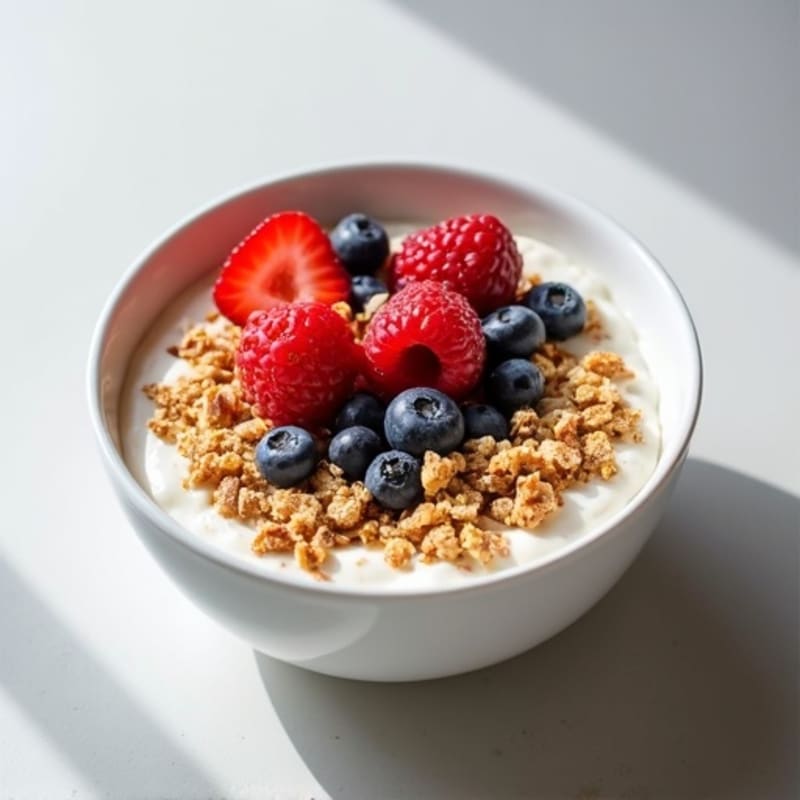 Creamy Greek Yogurt Bowl with Fresh Berries and Crunchy Granola