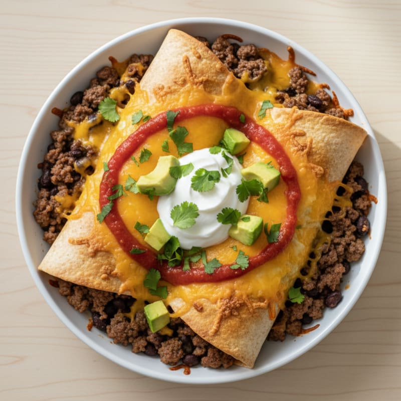 Crispy Beef and Cheese Burrito Bake