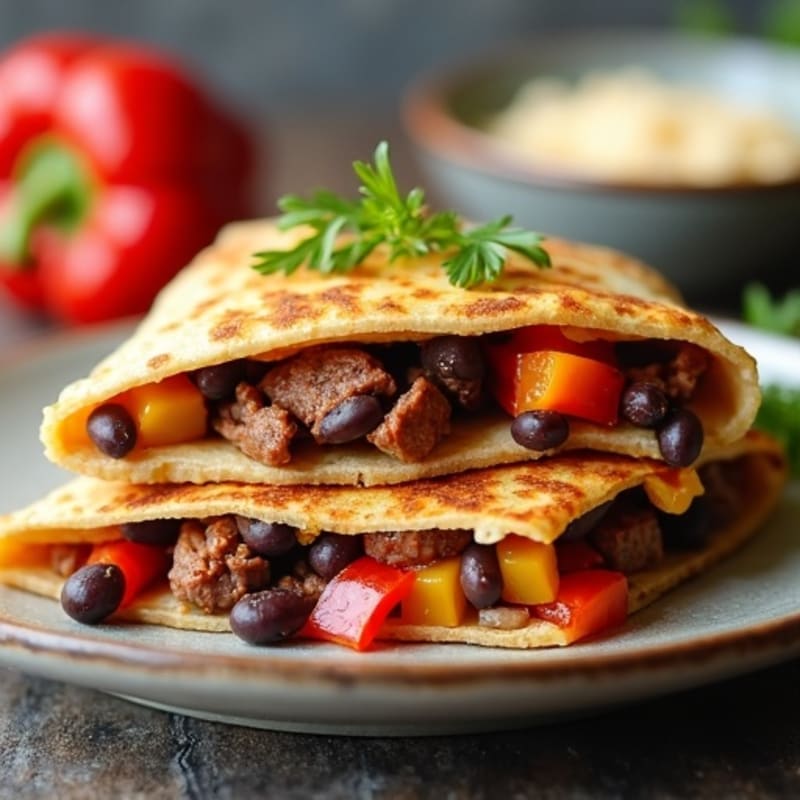 Crispy Lean Steak and Black Bean Quesadillas