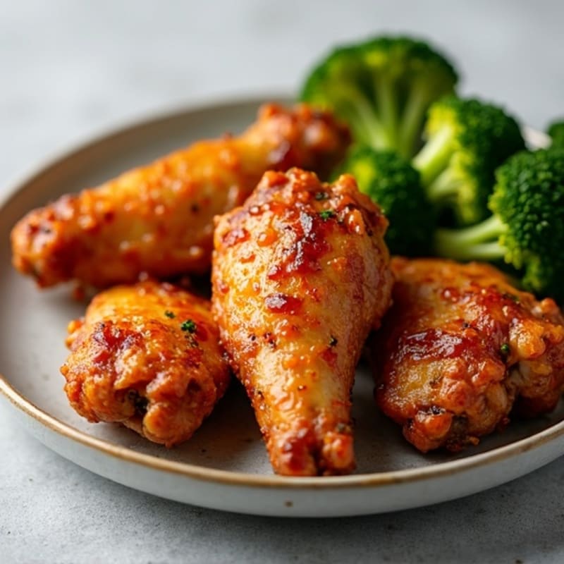 Crispy Baked Honey Garlic Chicken Wings with Roasted Broccoli