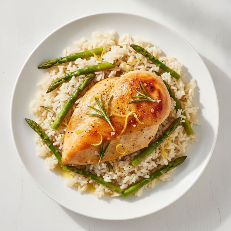 Lemon Herb Roasted Chicken with Rice Pilaf