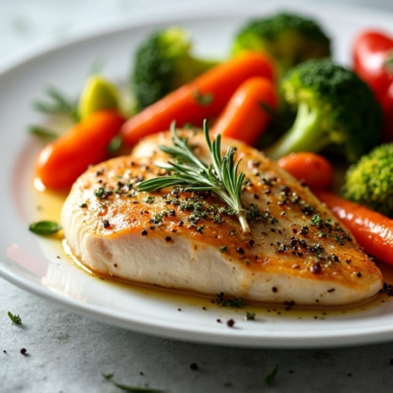 Herb-Crusted Pan Seared Chicken with Roasted Vegetables