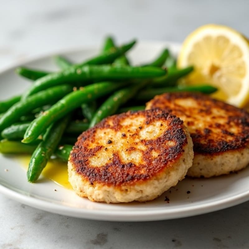 Seared Turkey Patties with Steamed Green Beans
