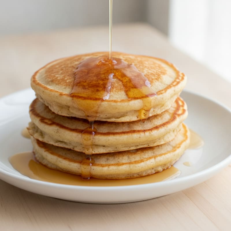 Fluffy Buttermilk Pancakes with Maple Syrup