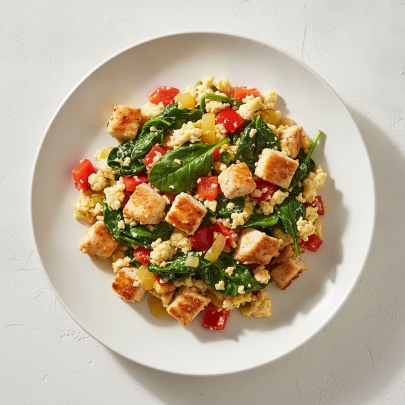 Egg White and Chicken Veggie Scramble