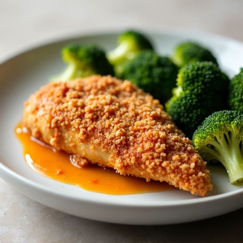 Crispy Chicken with Sweet and Tangy Sauce and Roasted Broccoli