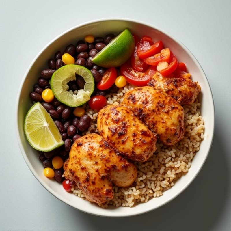 Spiced Chicken, Black Bean, and Corn Rice Bowl