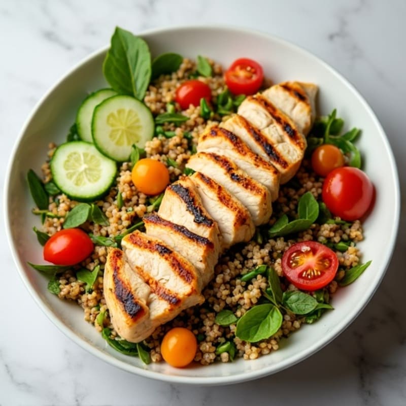 Grilled Chicken and Quinoa Salad with Crunchy Vegetables