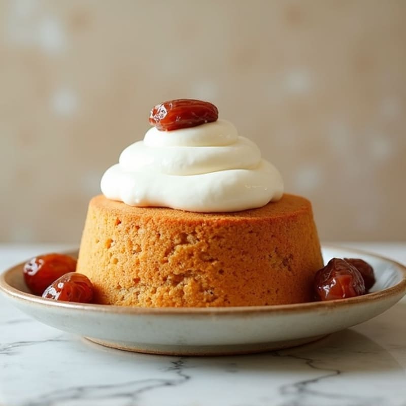 Protein-Packed Date and Almond Cake with Vanilla Cream