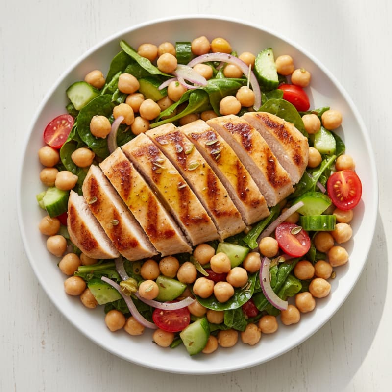 Grilled Chicken Breast with Crunchy Chickpea Salad