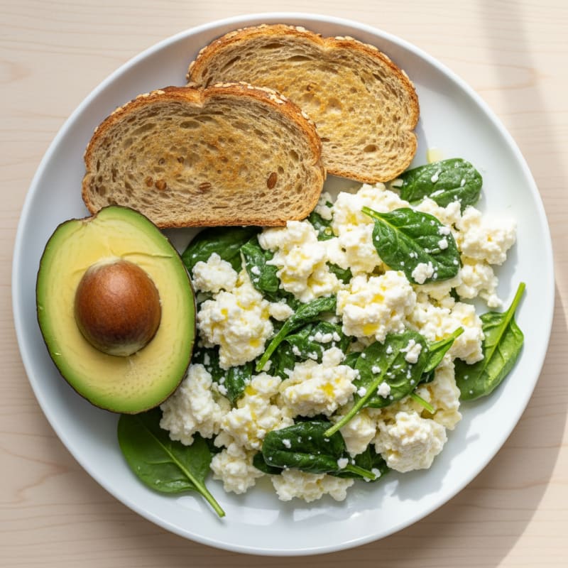 Egg White and Cottage Cheese Scramble with Spinach