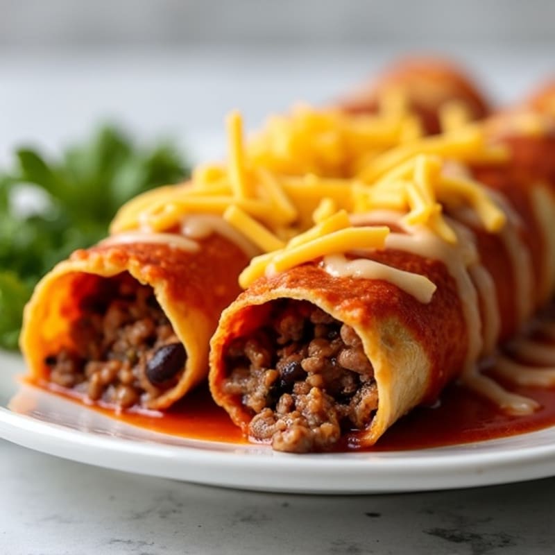 Black Bean and Grass-Fed Beef Enchiladas with Melted Cheese