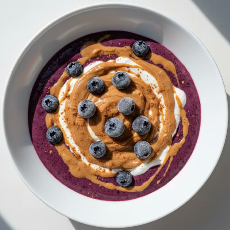 Blueberry Peanut Butter Greek Yogurt Smoothie Bowl