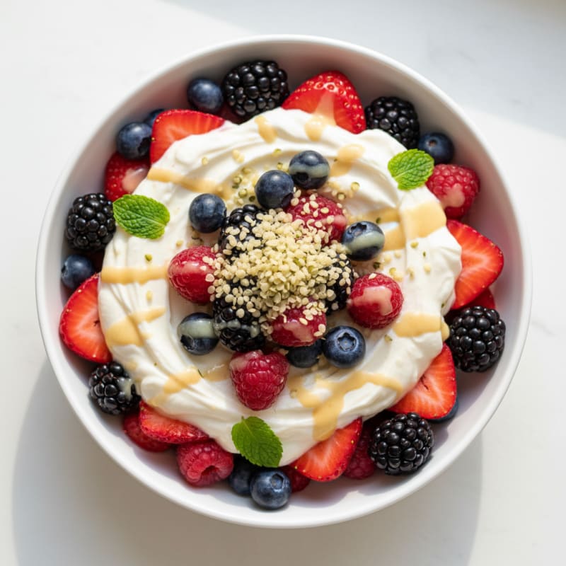 Vanilla Greek Yogurt Protein Parfait with Mixed Berries