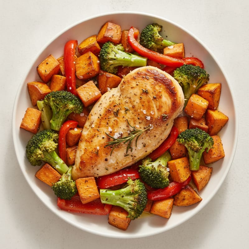Pan-Seared Chicken with Roasted Vegetables