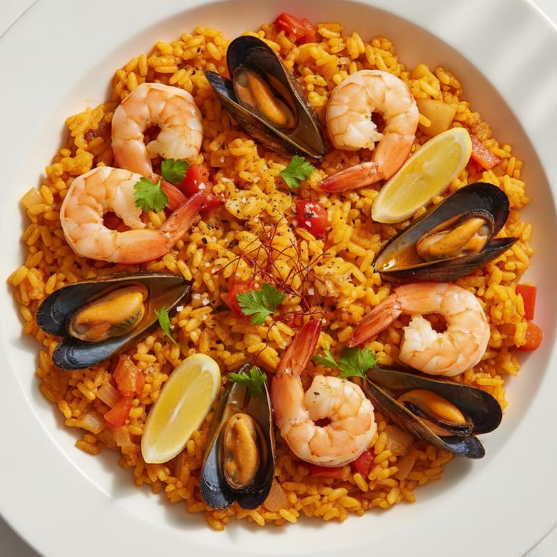 Spanish Seafood Paella with Saffron Rice