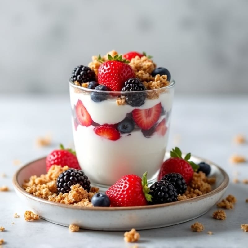 Greek Yogurt Protein Parfait with Mixed Berries