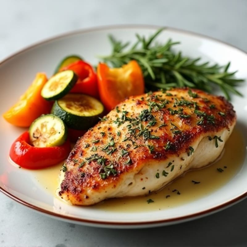 Herb-Crusted Pan Seared Chicken with Roasted Vegetables