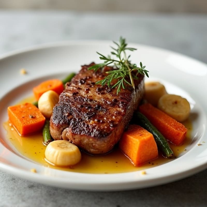 Pan-Seared Venison with Roasted Root Vegetables