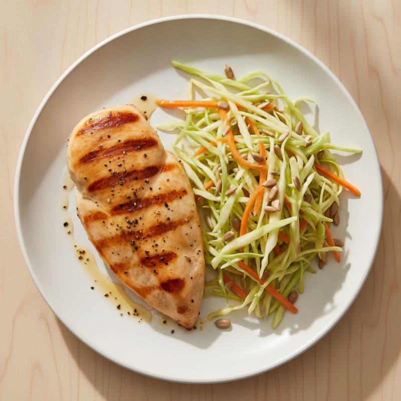 Grilled Chicken Breast with Crunchy Cabbage Slaw