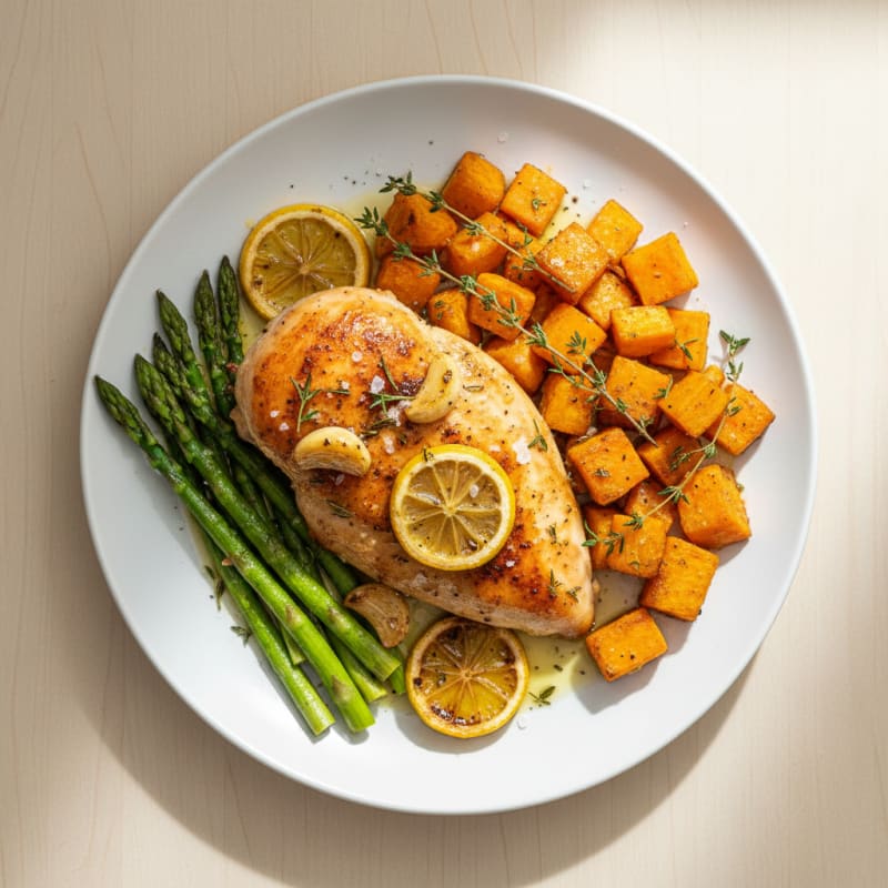 Garlic Herb Roasted Chicken with Lemon