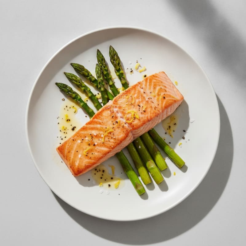 Pan-Seared Salmon with Roasted Asparagus
