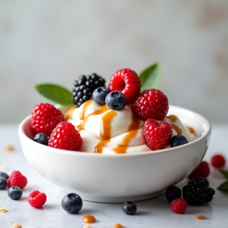 Silky Greek Yogurt Protein Pudding with Mixed Berries