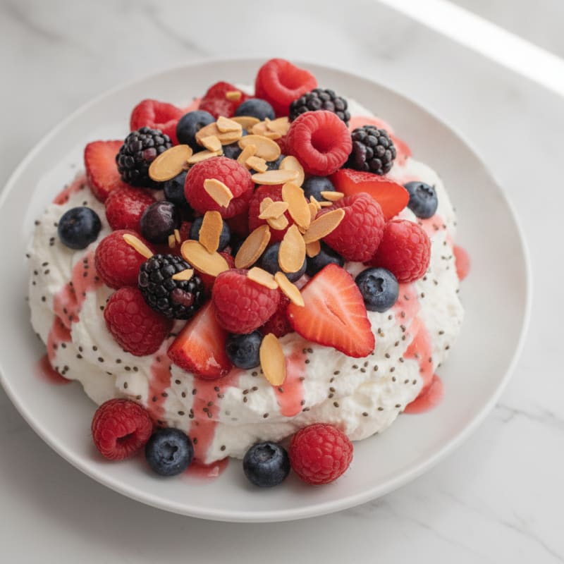 Greek Yogurt Protein Mousse with Mixed Berries