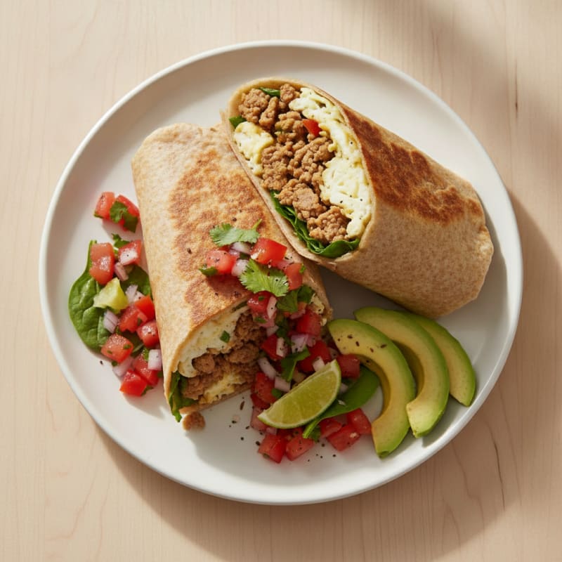 Loaded Breakfast Burrito with Salsa Fresca