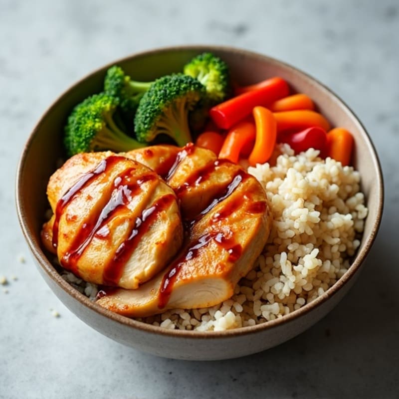 Healthy Glazed Chicken Teriyaki Bowl with Roasted Vegetables